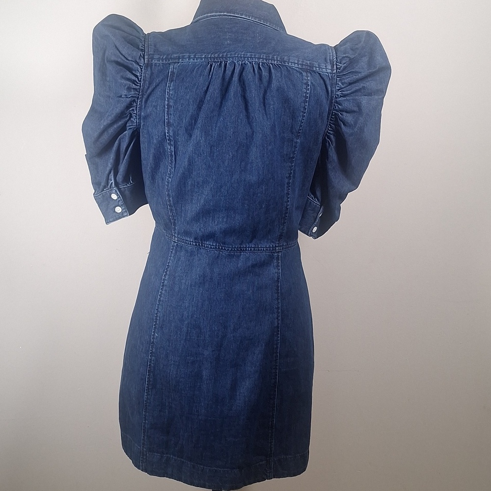 FRAMEGillian Puff-Sleeve Denim Dress Size M NWOT - Picture 7 of 11